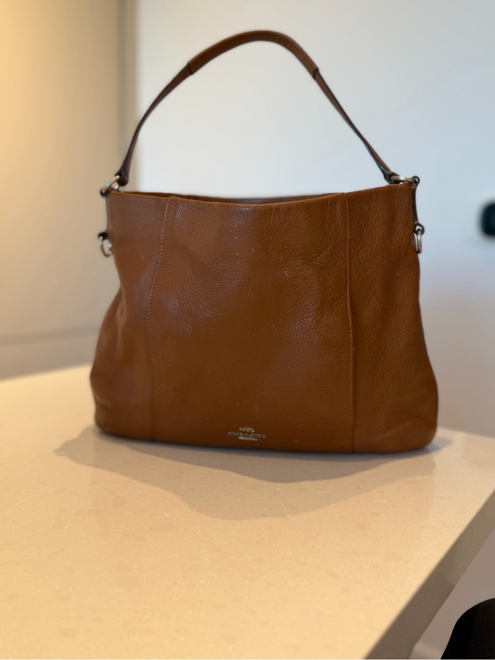 Coach Pebbled Leather Shoulder Bag in Brown